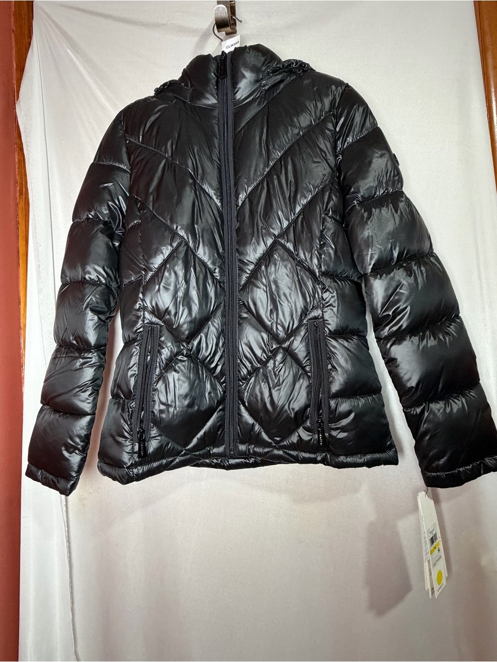 Calvin Klein Women’s Shiny Black Down Puffer Jacket Size M CLW269